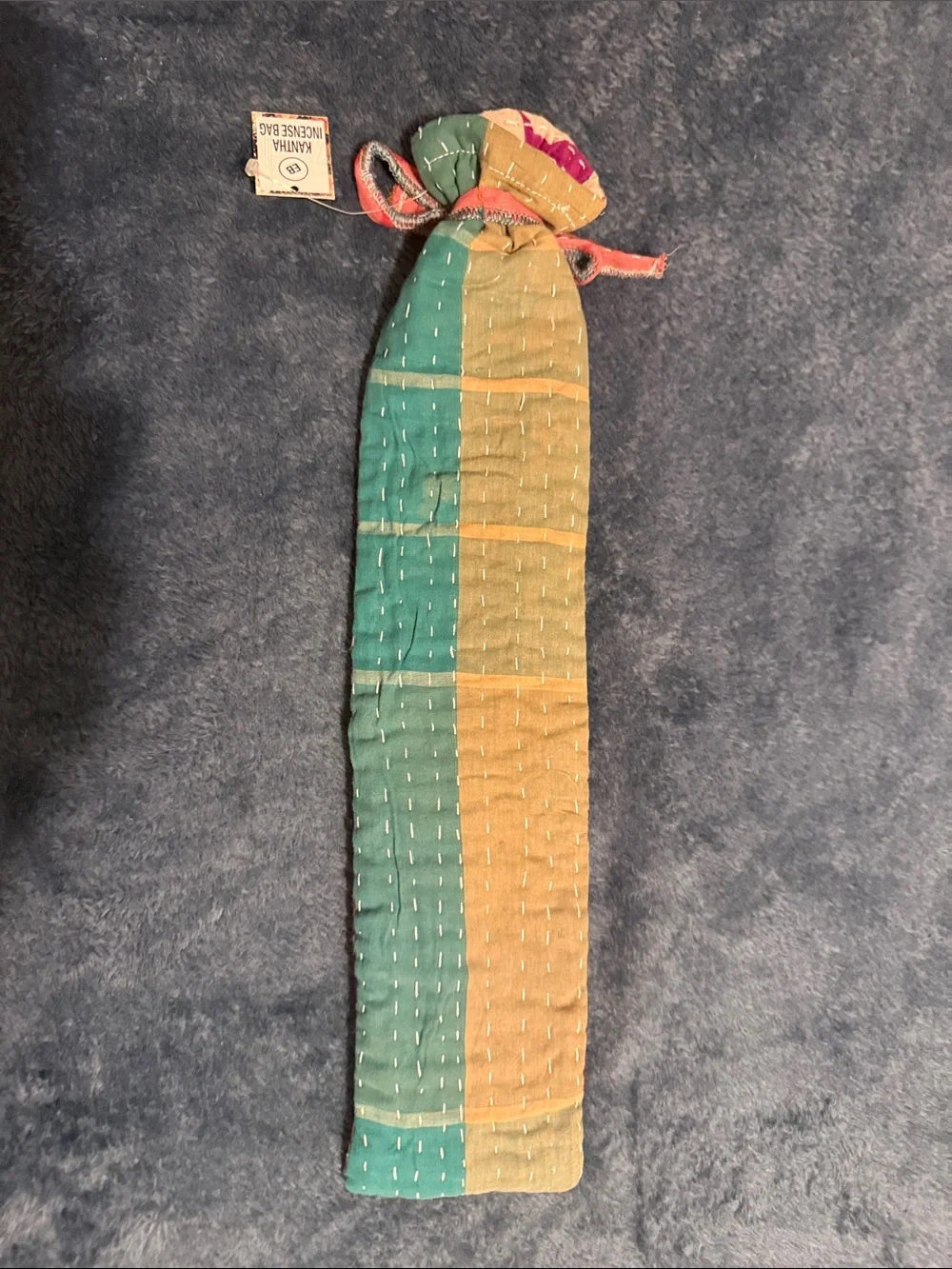 EB Denim Reversible Multicolor Patchwork Floral Scarf Wrap with Tassel Accent